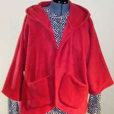 Red Hooded Open Cardigan