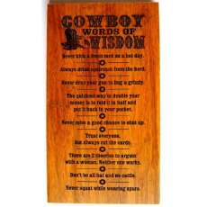 Cowboy Wisdom Plaque-Laser Engraved Hardwood