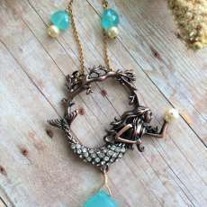 Copper and Chalcedony Mermaid Necklace