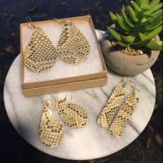 Gold foil snake earrings