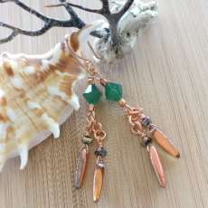 Copper Earrings with Swarovski Crystals