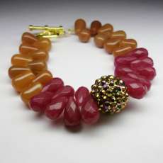 Yellow Brown and Raspberry Bracelet
