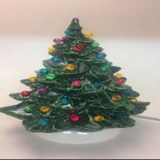 7" Light up Ceramic Christmas Tree-Dark Green