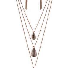 Sonora Storm Copper Long Necklace and Earrings