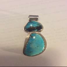 Double turquoise sterling pendent