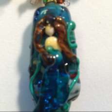 Lampwork Mermaid, Pearls, Swarovski Crystal Necklace