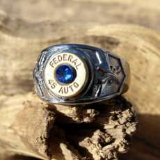 Bullet Ring with Cross Gun's and Optional Crystal