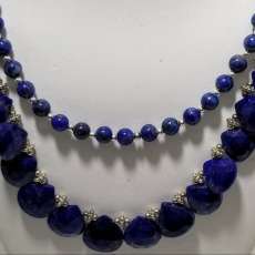 2 Blue Lapis Semi-Precious Gemstone Necklace Combination
