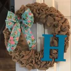 Handmade, made-to-order Burlap Wreath with Inital