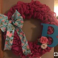Personalized, made to order, Burlap Wreath with Initial and Burlap Flowers