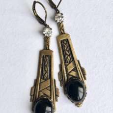 Art Deco Style Black Onyx Earrings