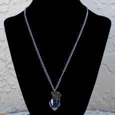 Stainless Steel Neck Chain with Amethyst and Herkimer Diamond Drop Pendant