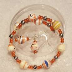 Paper Bead Bracelet and Earrings Set