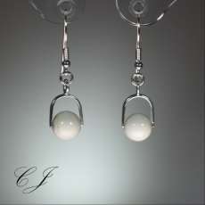 White Murano Glass Sterling Silver Earrings