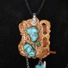 Necklace/Pendant Native American Inspired, Raw Turquoise