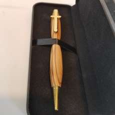 Handmade Christian Pen Olive Wood From Bethlehem and Gold Cross
