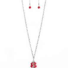 Crystal Cascade-red long necklace