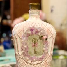 Crown Royal Bottle, Pink, up cycled art