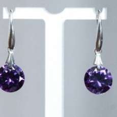 Dark purple princess cut pendant style earrings.