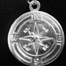 Compass/Nautical Fine Silver Pendant  &  SS chain