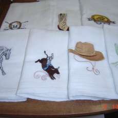 Machine embroidery Dishtowels, Set of 7