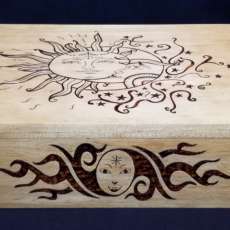 Handmade Wood Burned Sun and Moon Box