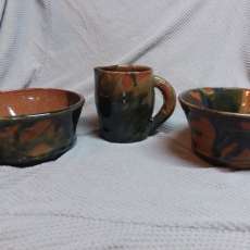 Picher and bowls multicolor