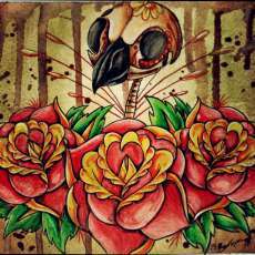 Sugar Bird Skull with Roses