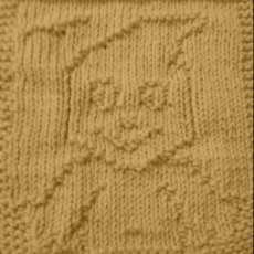 Handmade Knit Dishcloth, 100% cotton - Gold, Halloween Ghost