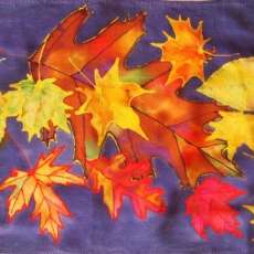 Hand painted Colorful Fall Leaf Silk Scarf