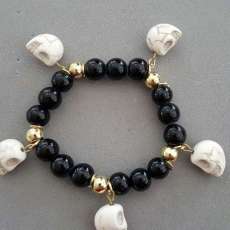 Skulls and Jet Beads Bracelet