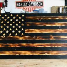 Rustic Burnt Wood American Flag