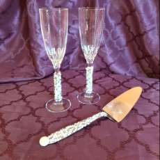 Fostoria Champagne Flutes with matching Cake Server