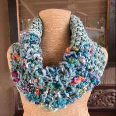 Hand Knit Art Yarn Cowl