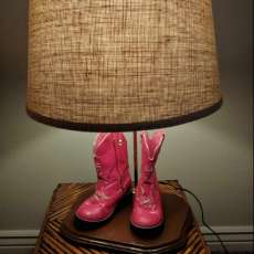 Child's vintage cowgirl-boots lamp