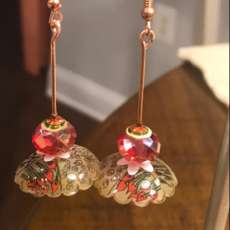Copper Dangle flower Earrings