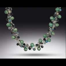Green English cut Czech glass necklace