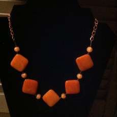 Red Agate with Copper Chain & Glass Beads