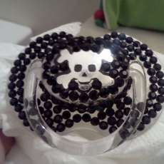 BLINKY'S skull decal rhinestone pacifier with crystal bling