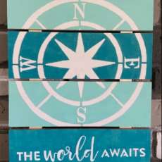 Compass wood sign