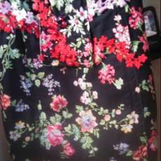 Black floral with red SOLD AT MARKET