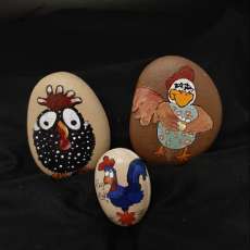 PAINTED  ROCKS  - Sandy's Chickens  (Sold individually)