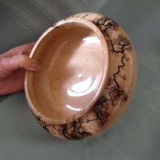 Maple Wood Bowl with Fractal Burnings