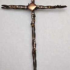 Bronze beaded barbwire cross