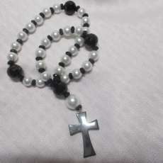 Black and White Prayer Beads Rosary