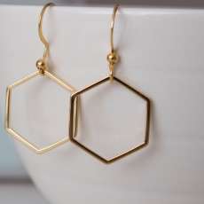Large Gold Hexagon / Honeycomb Earrings