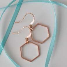 Large Rose Gold Hexagon / Honeycomb Earrings