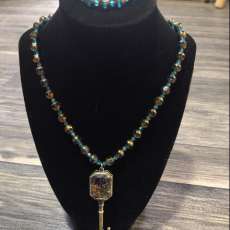 Crystal Key Necklace Bracelet Set