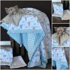 "I love mommy" elephant quilt set