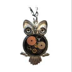 Steampunk Owl in Antique Silver